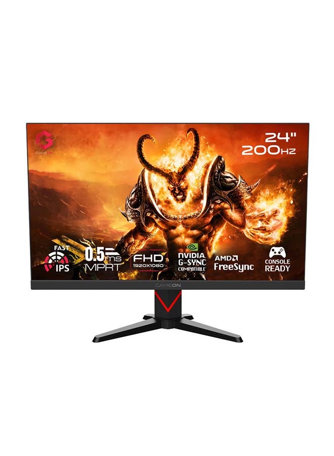 24 Inch FHD IPS Gaming Monitor 180Hz Overclocked 0.5ms MPRT HDR400 FreeSync G-Sync Compatible HDMI 2.1 Console Ready PC Monitor Black Black