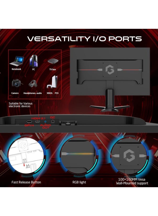 GAMEON 24 Inch FHD IPS Gaming Monitor 200Hz Overclocked 0.5ms MPRT HDR400 FreeSync G-Sync Compatible HDMI 2.1 Console Ready PC Monitor Black - Image 5