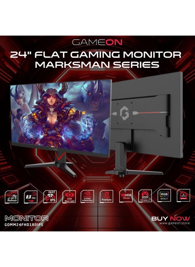 GAMEON 24 Inch FHD IPS Gaming Monitor 200Hz Overclocked 0.5ms MPRT HDR400 FreeSync G-Sync Compatible HDMI 2.1 Console Ready PC Monitor Black - Image 2