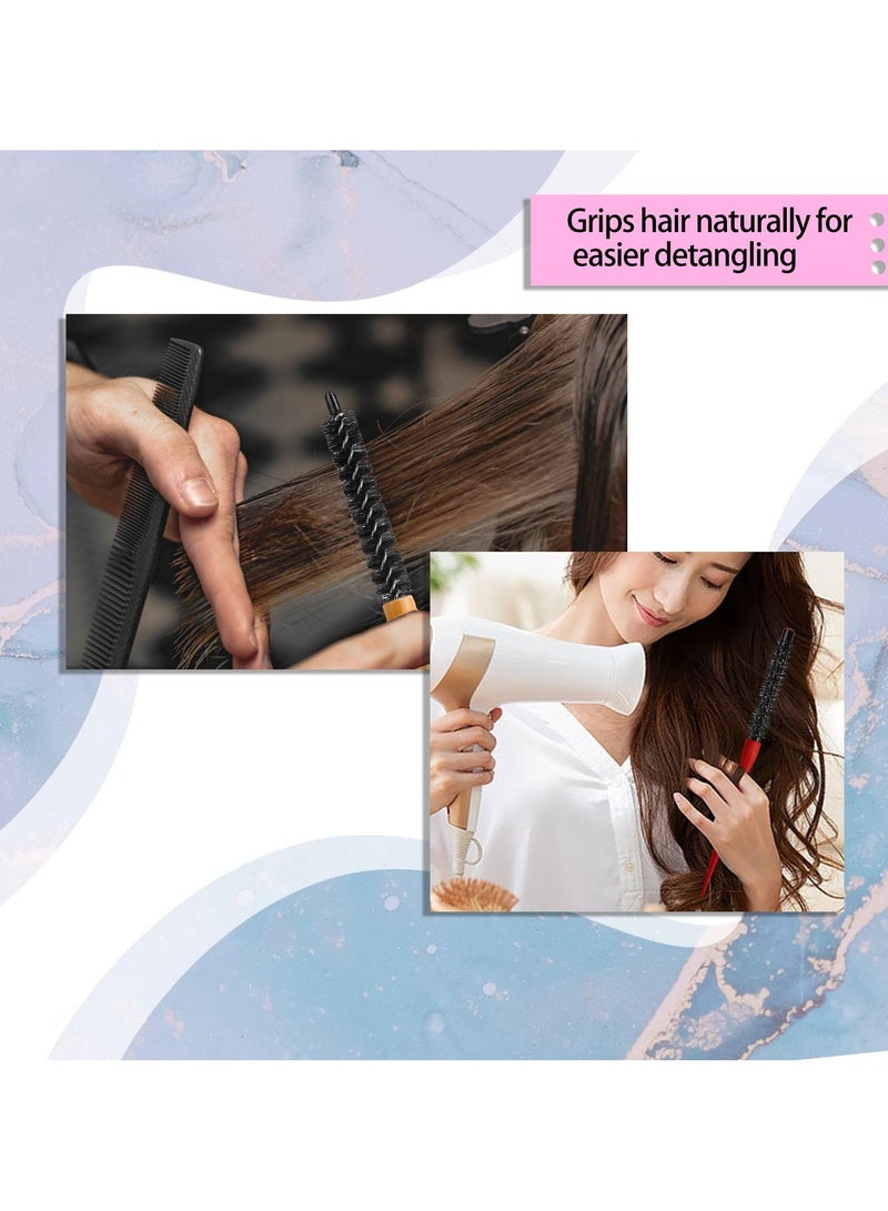 YIM-VIBEHAUS 2Pcs Small Round Hair Brush for Blow Drying, Mini Round Brush with Wooden Handle High Temperature Resistant Quiff Roller Brush Anti-Static Hairbrush Thermal Brush for Thin, Short, Bangs, Beard, Curling - Image 5