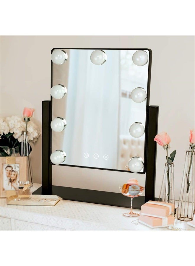 Depuley Hollywood Lighted Vanity Makeup Mirror with Lights, Depuley Plug-in Light Up Mirror with 9 Dimmer Led Bulbs Smart Touch Control 3 Color Lighting Modes, Detachable 10X Magnification 360°Rotation(Black)  - Image 3