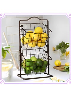 Beauenty 2 Tier Metal Fruit Basket Kitchen Countertop Storage Vegetable Basket Stand,Detachable Produce Basket,Storage Holder For Multipurpose Wire Basket Hanging,Farmhouse Kitchen Tiered Organizer  - Image 5