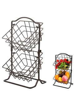 Beauenty 2 Tier Metal Fruit Basket Kitchen Countertop Storage Vegetable Basket Stand,Detachable Produce Basket,Storage Holder For Multipurpose Wire Basket Hanging,Farmhouse Kitchen Tiered Organizer  - Image 1