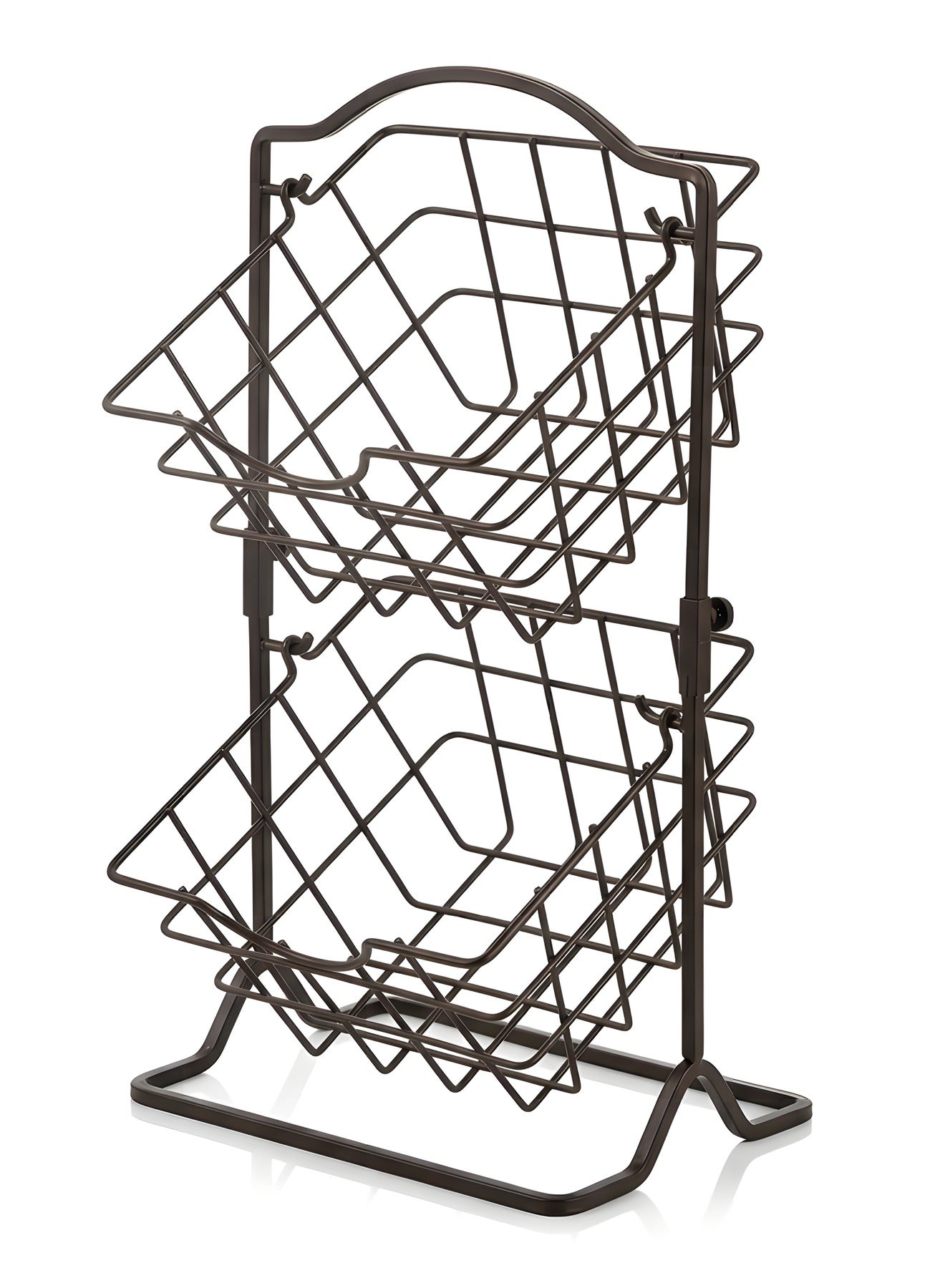 2 Tier Metal Fruit Basket Kitchen Countertop Storage Vegetable Basket Stand,Detachable Produce Basket,Storage Holder For Multipurpose Wire Basket Hanging,Farmhouse Kitchen Tiered Organizer