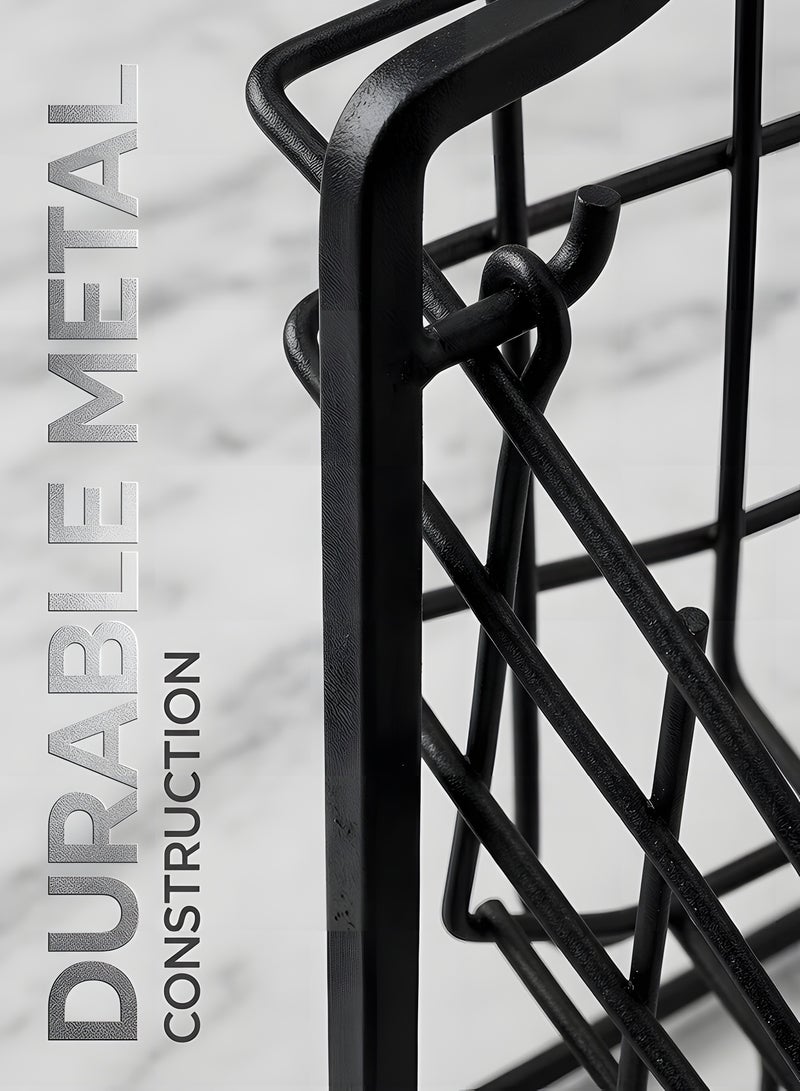 بيوينتي سلة فواكه معدنية طبقتين لتخزين الخضروات على سطح المطبخ، سلة فواكه قابلة للفصل، حامل تخزين لسلة سلكية متعددة الاستخدامات معلقة، منظم مطبخ ريفي بطبقات. - Image 5