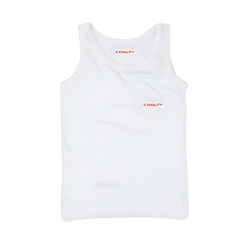 Kwality سترة داخلية بيضاء 100% قطن للأطفال الأولاد والبنات - مجموعة من 6 قطع - Image 2