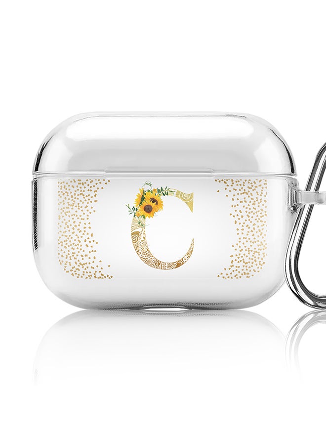 Stylizedd Classic Clear printed Case for Apple Airpods Pro Soft TPU Gel Thin Transparent Flexible Cover - Custom Monogram Initial Letter Mandala Floral Pattern Alphabet - C (Clear )  - Image 1