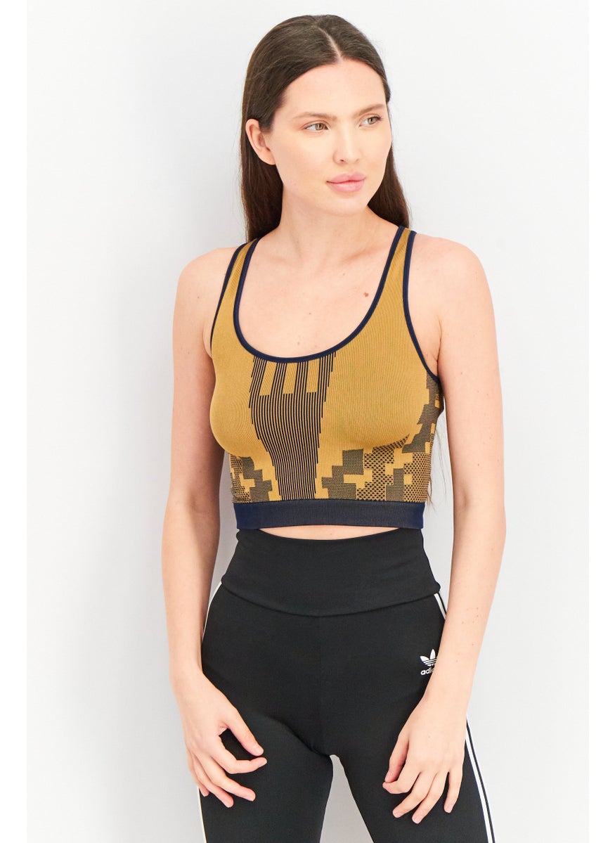 Adidas Women Sportswear Fit Textured Sports Bra, Tan  - Image 1