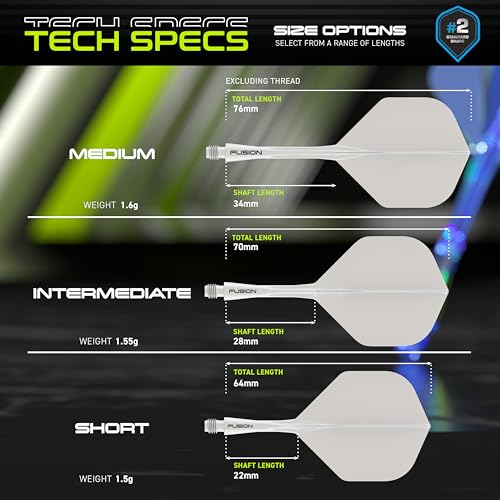 Winmau Darts Fusion Integrated Flight & Shaft System - No.2 Shape & Design - White Colour, Short Length - Image 2