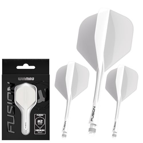 Winmau Darts Fusion Integrated Flight & Shaft System - No.2 Shape & Design - White Colour, Short Length - Image 1