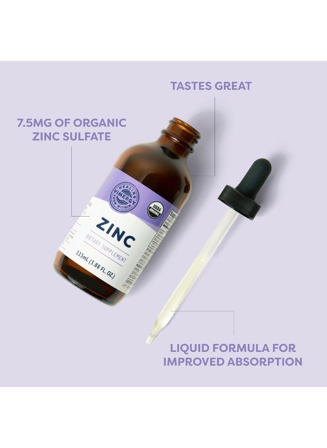 Vimergy Organic Liquid Zinc, 57 Servings â€“ Alcohol Free Zinc Sulfate â€“ Supports Immune Health And Metabolism â€“ Antioxidant â€“ Gluten-Free, Non-GMO, Kosher, Vegan And Paleo Friendly (115 ml)  - Image 3