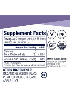 Vimergy Organic Liquid Zinc, 57 Servings â€“ Alcohol Free Zinc Sulfate â€“ Supports Immune Health And Metabolism â€“ Antioxidant â€“ Gluten-Free, Non-GMO, Kosher, Vegan And Paleo Friendly (115 ml)  - Image 4