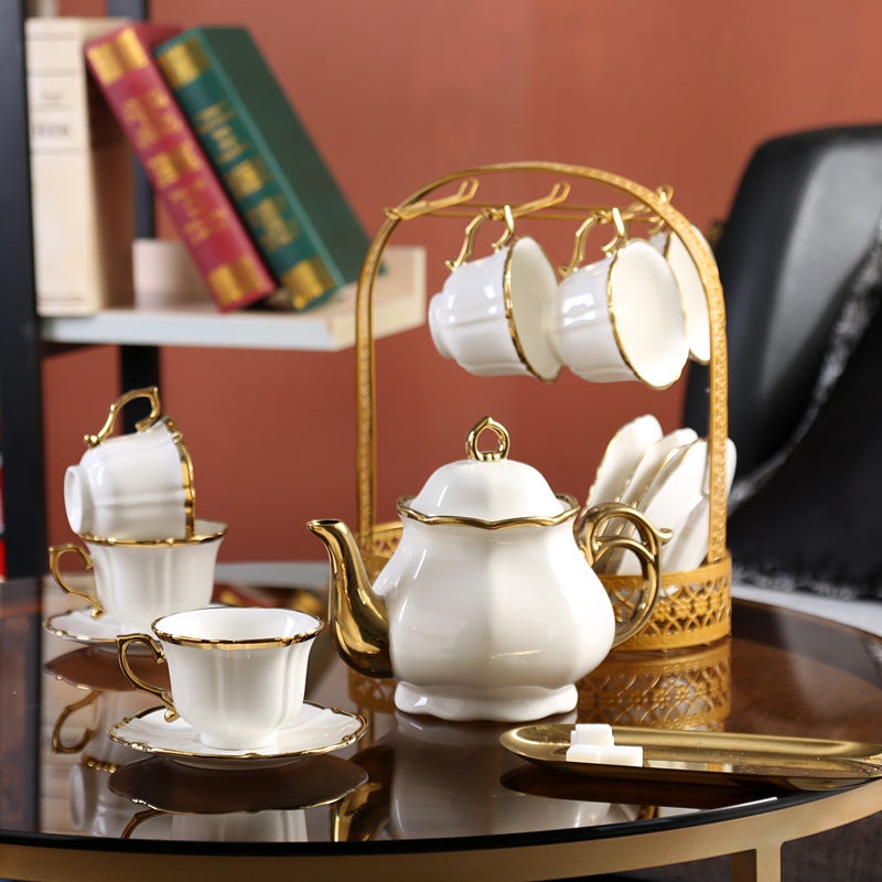 European-Style Ceramic Coffee Set Coffee Cup And Saucer High-Grade Phnom Penh English-Style Afternoon Tea Set 13-Piece Water Set - Image 4