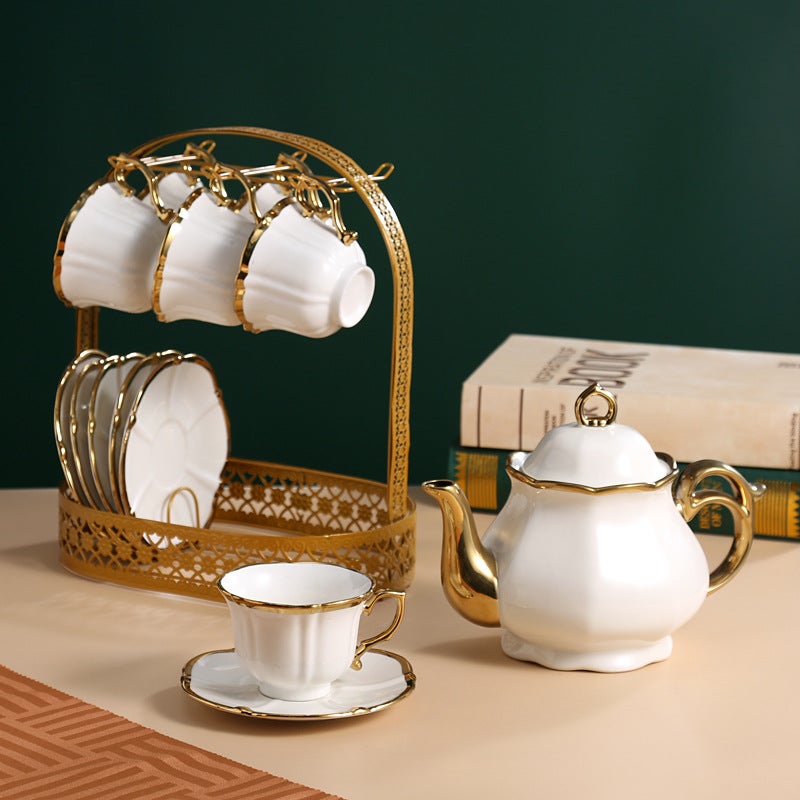 European-Style Ceramic Coffee Set Coffee Cup And Saucer High-Grade Phnom Penh English-Style Afternoon Tea Set 13-Piece Water Set - Image 2