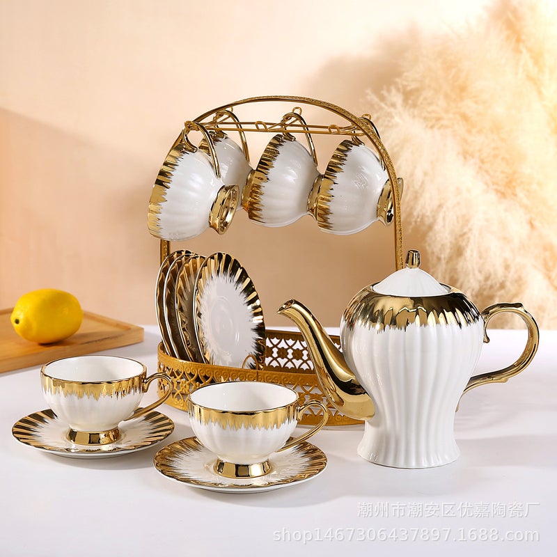 European-Style Ceramic Coffee Set Coffee Cup And Saucer High-Grade Phnom Penh English-Style Afternoon Tea Set 13-Piece Water Set - Image 1