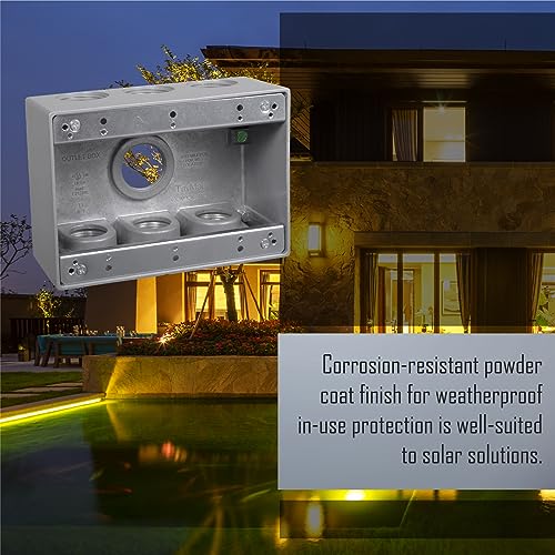 TayMac TB750S 3-Gang Weatherproof Box with Seven 1/2 in. Outlets, Gray - Image 4