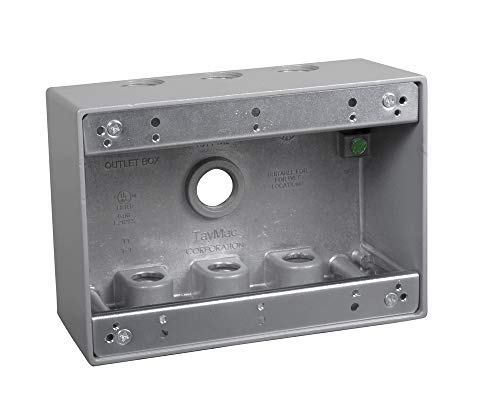 TayMac TB750S 3-Gang Weatherproof Box with Seven 1/2 in. Outlets, Gray - Image 1