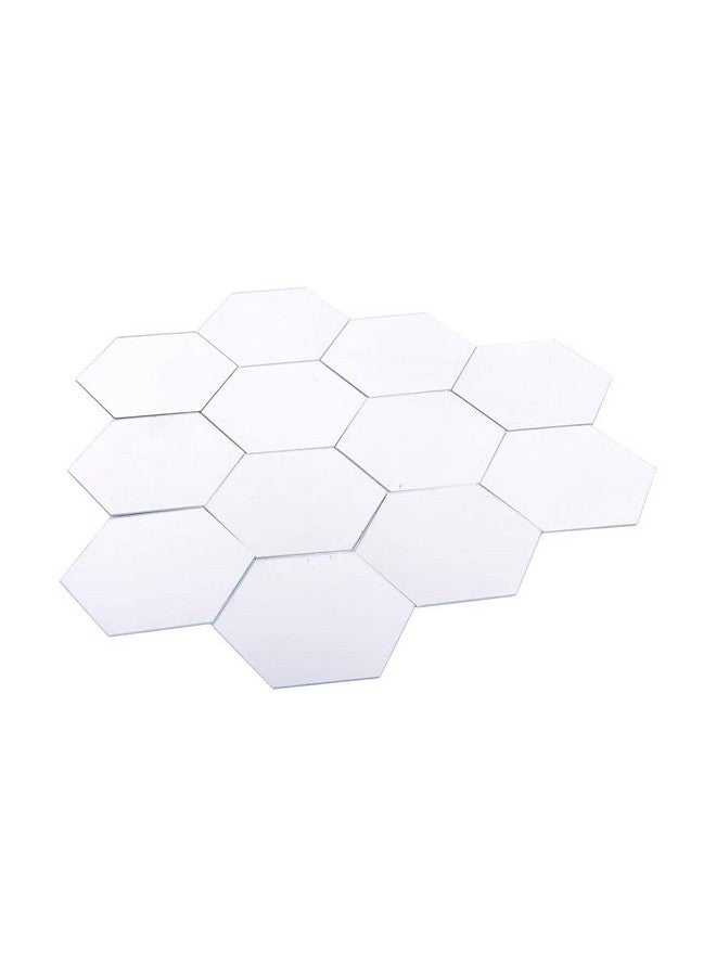 ZERONE Wall Sticker 12 Pcs 14.8 X 14.8Cm Acrylic Hexagon Mirror Wall Sticker Self Adhesive Wall Mirror Stickers Diy Geometric Acrylic Mirror Tiles For Home Bedroom Living Room Decor - Image 1