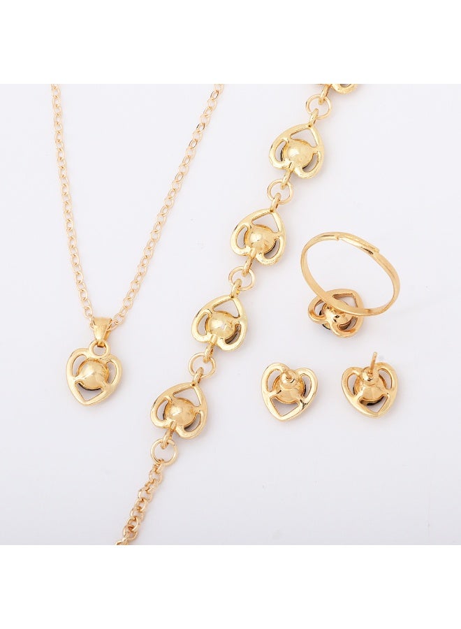 Innoshine Heart-Shaped Green Gemstone Jewelry Set, 4-Piece Love Theme Necklace, Bracelet, Earrings and Ring Suite - Image 4