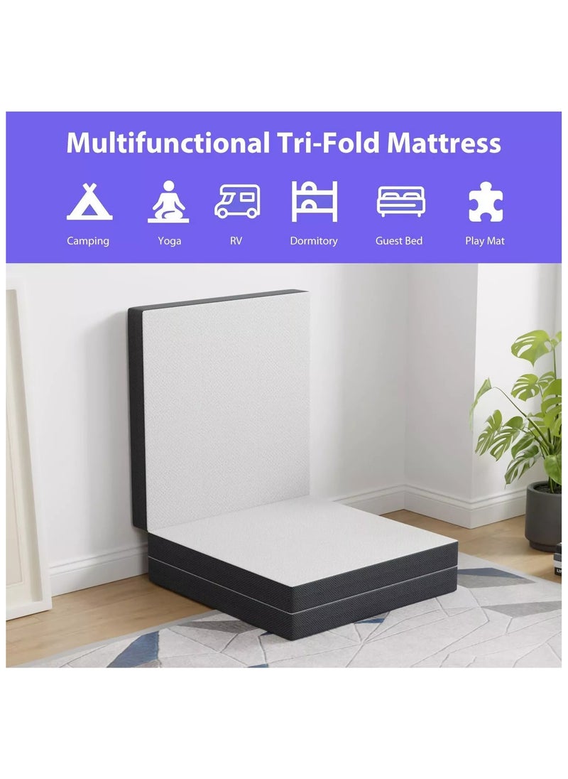 Comfy COMFY PORTABLE WHITE FOLDING KNITTED COTTON MATTRESS WITH BLACK BORDER 180 X 90 X 10CM  - Image 3