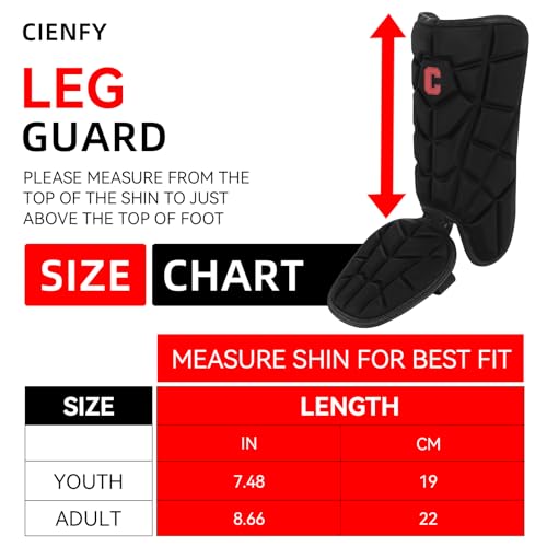 Cienfy Batters Baseball Leg Guard with Adjustable Straps for Youth and Adult Black S - Image 3