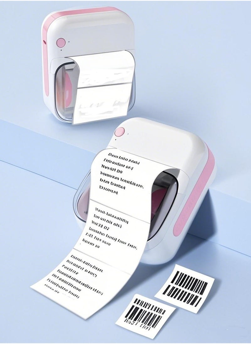 New wireless Bluetooth label printer with 1 roll 50*30mm white label sticker and USB cable, portable ink-free thermal labeling machine, label making machine for barcode label printer, mini portable Bluetooth thermal labeling machine, ideal for supermarkets, retail stores and home printing barcodes