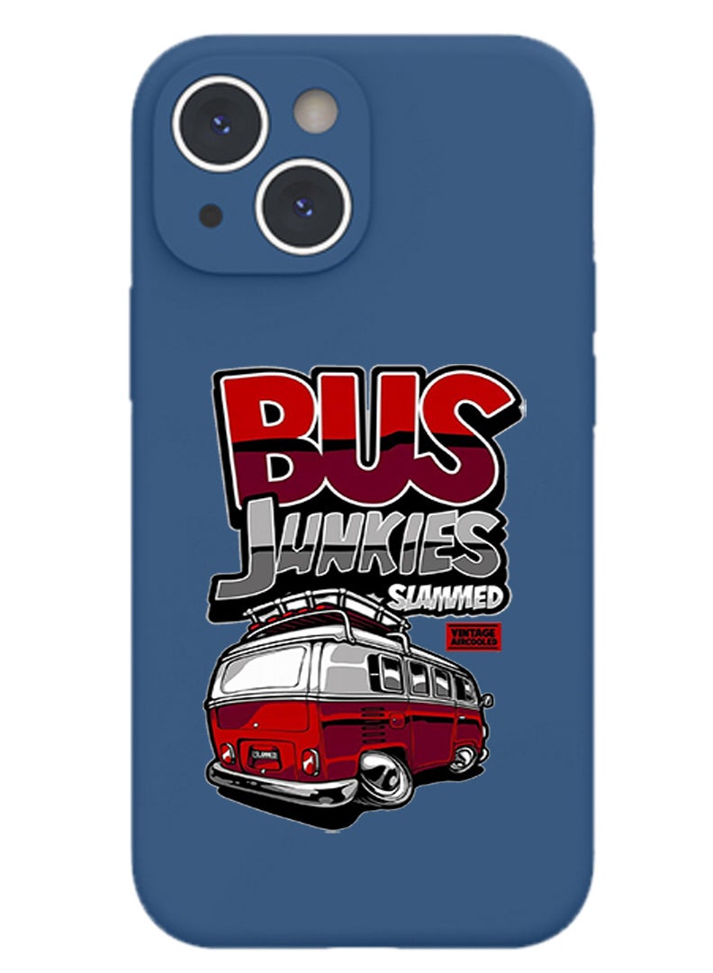 Theodor Protective Slim Fit Case Liquid Silicone Cover with Full Body Protection Anti-Scratch Shockproof Case For iPhone 15 Blue  - Buterfly - Image 1