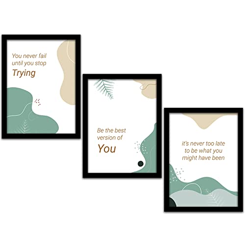 HEVEA Motivational Quotes Framed Wall Posters/Paintings with Frame Wall Paintings Hangings Framed Wall Art Paintings (11 inch x 14 inch, Framed, Multicolor) -Set of 3 - Image 1