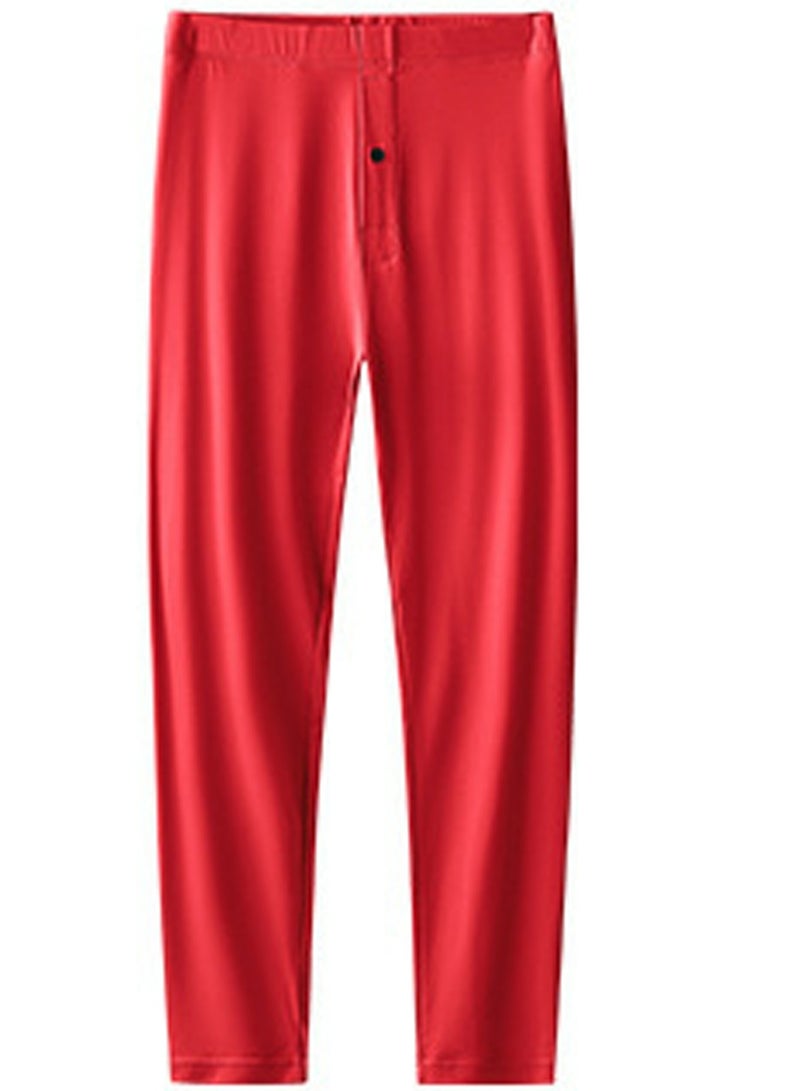 Loquat Men's Solid Color Tights Leggings Underwear Thermal Pants Long Johns Bottoms  Wintergear Modal Warm Base Layer Bottoms Red 