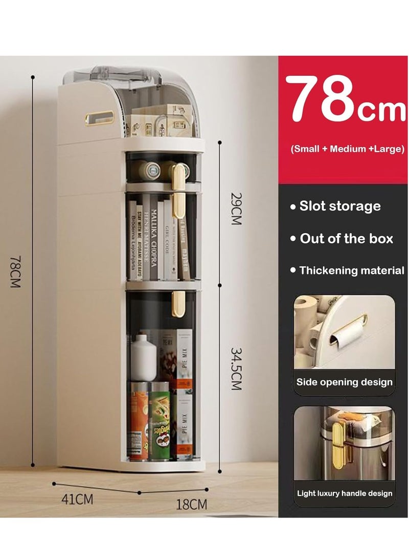 ديكور هيلز خزانة تخزين أرضية مشقوقة، منظم ضيق ونحيف مع أدراج شفافة وعجلات، برج تخزين عربة أدراج للمطبخ، غرفة المعيشة، غرفة الأطفال، الزاوية، فجوة الحمام - 3 طبقات - Image 2