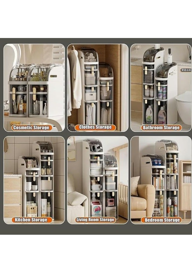 ديكور هيلز خزانة تخزين أرضية مشقوقة، منظم ضيق ونحيف مع أدراج شفافة وعجلات، برج تخزين عربة أدراج للمطبخ، غرفة المعيشة، غرفة الأطفال، الزاوية، فجوة الحمام - 3 طبقات - Image 4