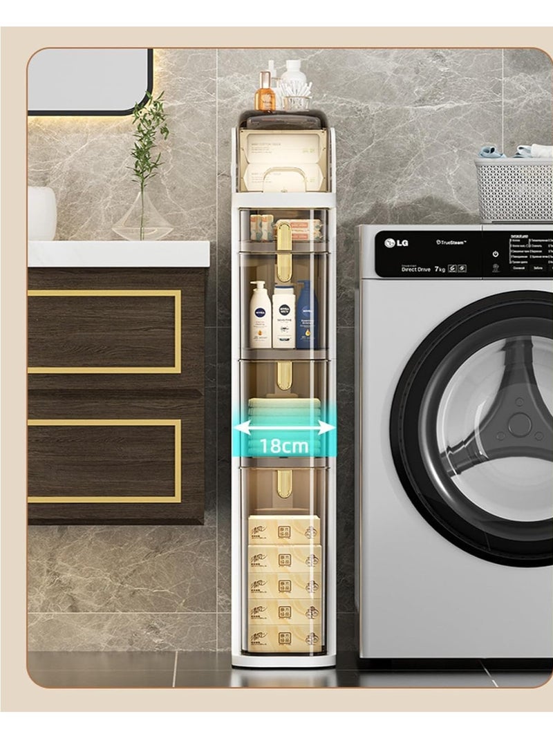 ديكور هيلز خزانة تخزين أرضية مشقوقة، منظم ضيق ونحيف مع أدراج شفافة وعجلات، برج تخزين عربة أدراج للمطبخ، غرفة المعيشة، غرفة الأطفال، الزاوية، فجوة الحمام - 3 طبقات - Image 5