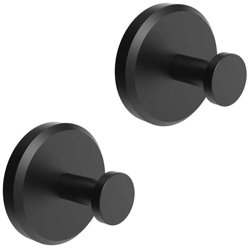 HOME SO Suction Cup Hooks for Shower, Bathroom, Kitchen, Glass Door, Mirror, Tile – Loofah, Towel, Coat, Bath Robe Hook Holder for Hanging up to 15 lbs – Waterproof & Rustproof, Matte Black (2-Pack) - Image 1