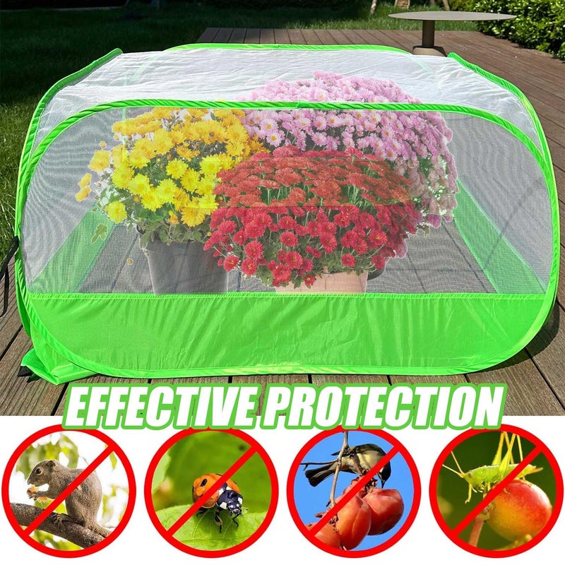 DredQcco Pop Up Garden Mesh Plant Cover 2Pcs Outdoor Plant Protector Mesh Plant Enclosure Raised Bed Garden Bird and Pest Protection Guard for Fruits Vegetables Seedlings and Herbs - Image 4