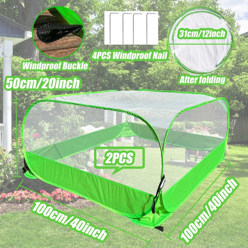 DredQcco Pop Up Garden Mesh Plant Cover 2Pcs Outdoor Plant Protector Mesh Plant Enclosure Raised Bed Garden Bird and Pest Protection Guard for Fruits Vegetables Seedlings and Herbs - Image 2