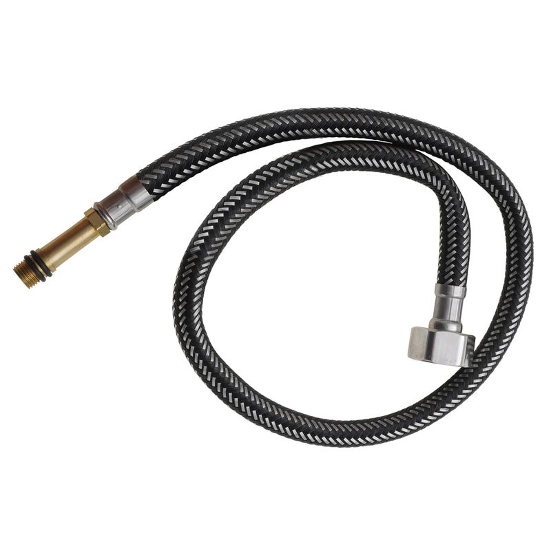 NEW WARE ® أنبوب توصيل مزدوج المقبض من الفولاذ المقاوم للصدأ لخلاط الحوض - حوض المطبخ والحمام | أنبوب توصيل الماء الساخن والبارد لخلاط الماء المثبت على الطاولة والسطح (عبوة من 2) (24 بوصة) - Image 1