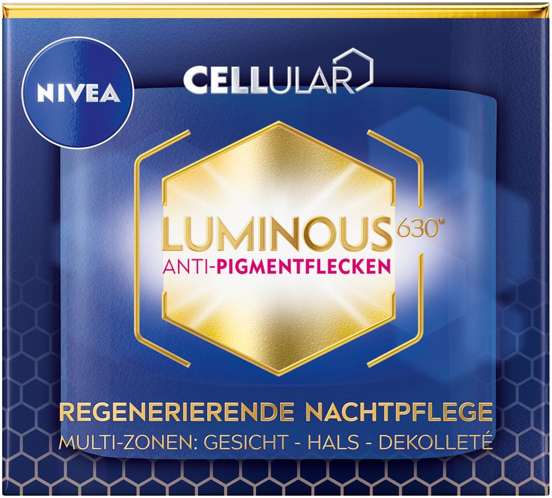 NIVEA Cellular Luminous630 Night Cream â€“ Advanced Regenerating Anti-Pigment Skin Care for Face, Neck and DÃ©colletÃ©, Enriched with Hyaluronic Acid & Patented Luminous630Â® Complex, 50 ml