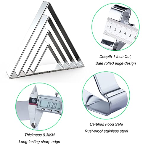 QAAQS Equilateral Triangle Cookie Cutter Set Large - 5 Inch, 4 Inch, 3 Inch, 2 Inch - Geometric Frame Plaque Cookie Cutters Shapes Molds - Stainless Steel - Image 3