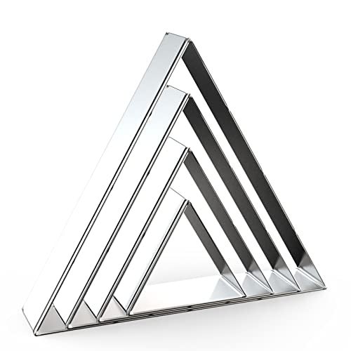 QAAQS Equilateral Triangle Cookie Cutter Set Large - 5 Inch, 4 Inch, 3 Inch, 2 Inch - Geometric Frame Plaque Cookie Cutters Shapes Molds - Stainless Steel - Image 1