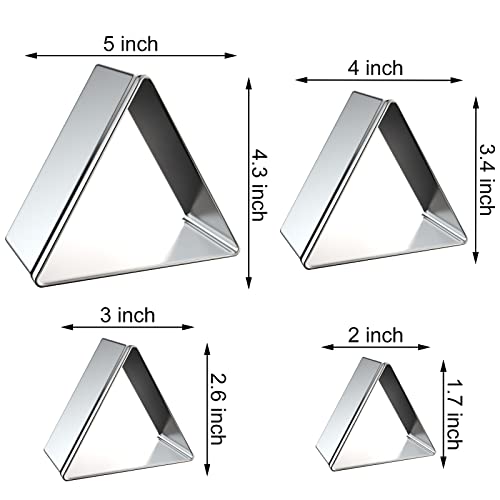 QAAQS Equilateral Triangle Cookie Cutter Set Large - 5 Inch, 4 Inch, 3 Inch, 2 Inch - Geometric Frame Plaque Cookie Cutters Shapes Molds - Stainless Steel - Image 2