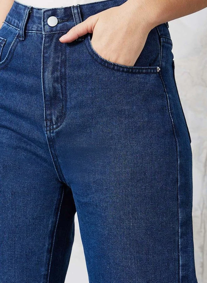 Styli High Rise Wide Leg Jeans with Belt Loops