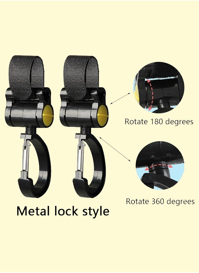 Sweet Life 4 Pcs Stroller Clip, Hanging Multipurpose 360° Rotation Diaper Bag Hanger for Walker Rollator Crutches Wheelchair Shopping Cart Car Back Seat Purses Bike Wheelchair Pushchair  - Image 2