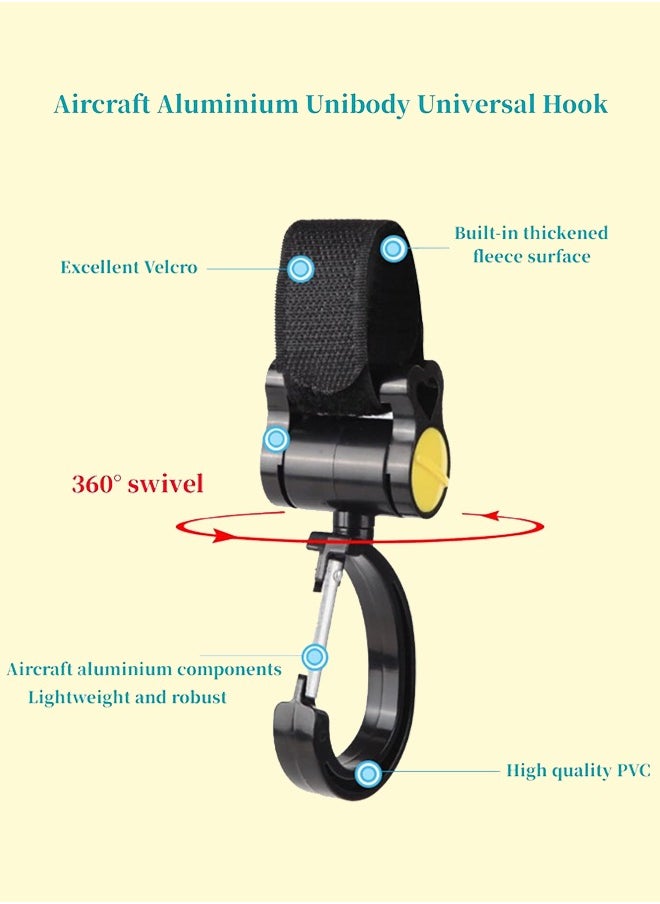Sweet Life 4 Pcs Stroller Clip, Hanging Multipurpose 360° Rotation Diaper Bag Hanger for Walker Rollator Crutches Wheelchair Shopping Cart Car Back Seat Purses Bike Wheelchair Pushchair  - Image 3