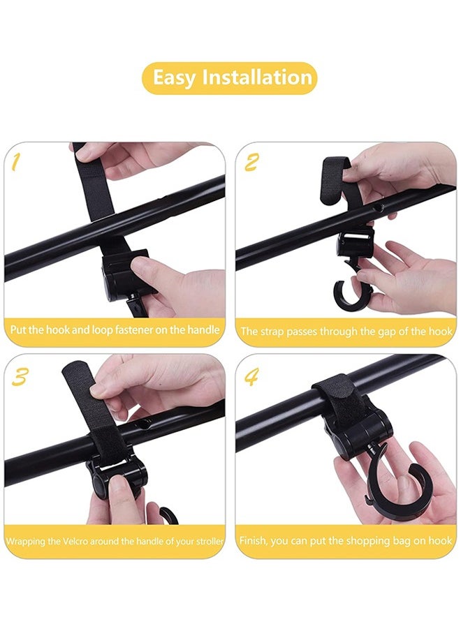 Sweet Life 4 Pcs Stroller Clip, Hanging Multipurpose 360° Rotation Diaper Bag Hanger for Walker Rollator Crutches Wheelchair Shopping Cart Car Back Seat Purses Bike Wheelchair Pushchair  - Image 5
