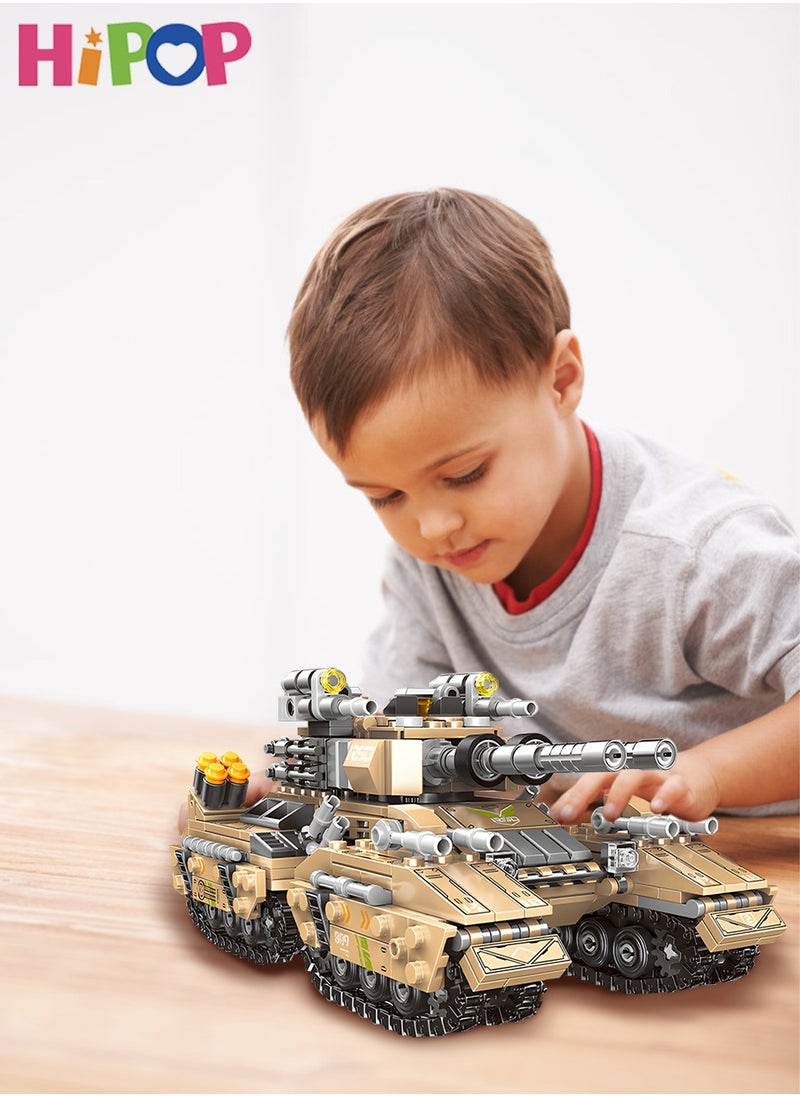 HIPOP - 8 In 1 Military Series Blocks Set,Military Puzzle Toy,Blocks Set 800+ PCS,Wide Compatibility,Building Blocks Tank Toy - Image 1