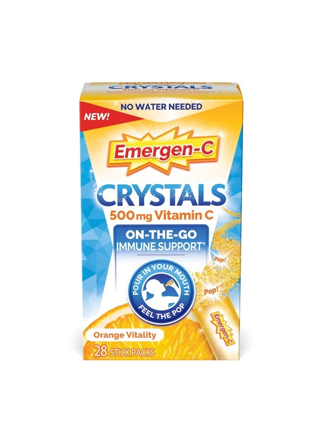 Emergen-C Emergen-C Crystals, On-The-Go Immune Support Supplement with Vitamin C, B Vitamins, Zinc and Manganese, Orange Vitality - 28 Stick Packs - Image 1