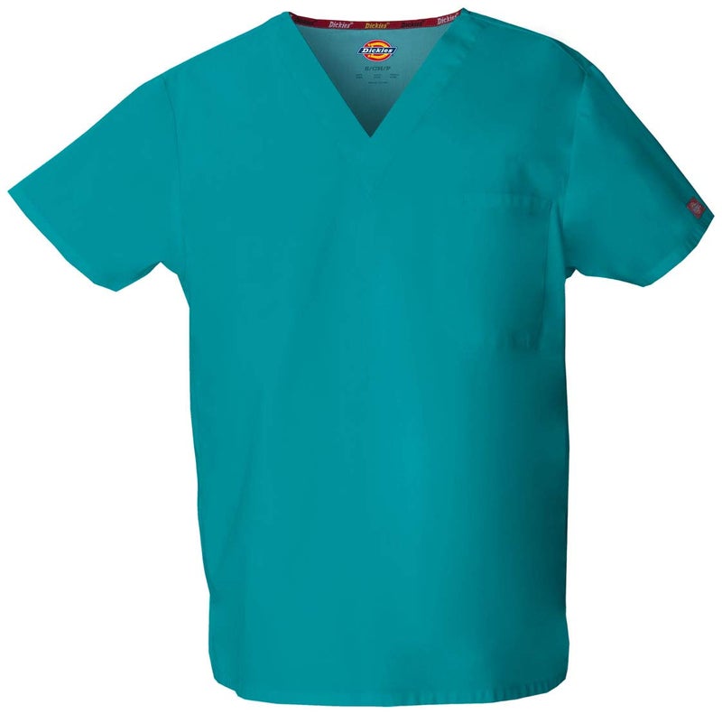 Dickies Unisex V-Neck Scrub Top, Teal Blue, X-Large - Image 2