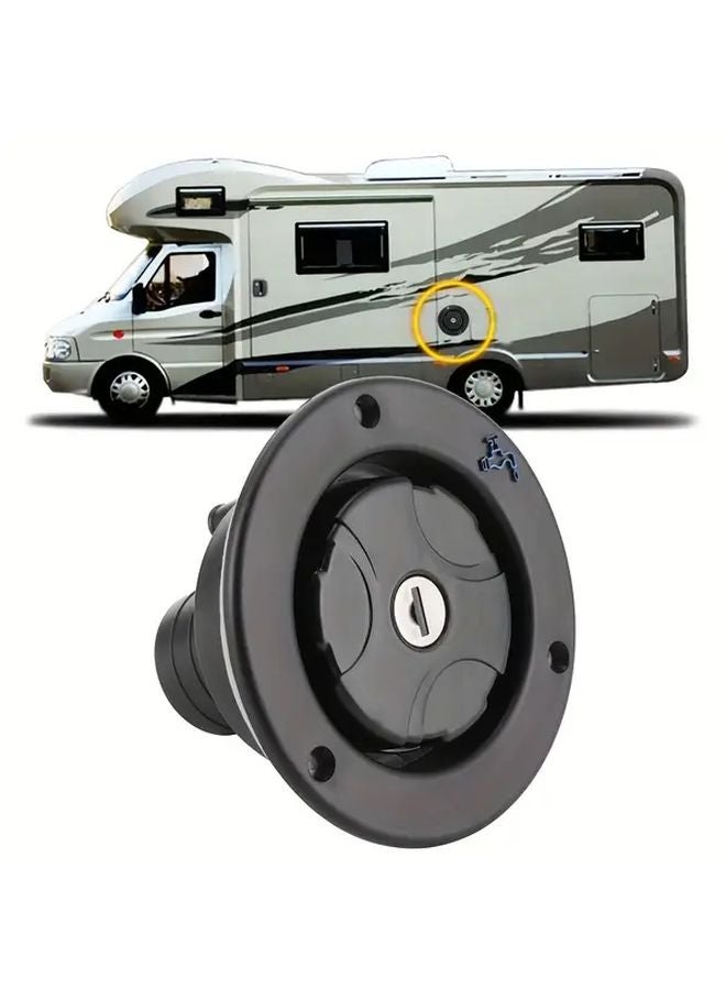 Black RV Water Inlet with Locking Mechanism Gravity Fed Port Key Included - Image 5