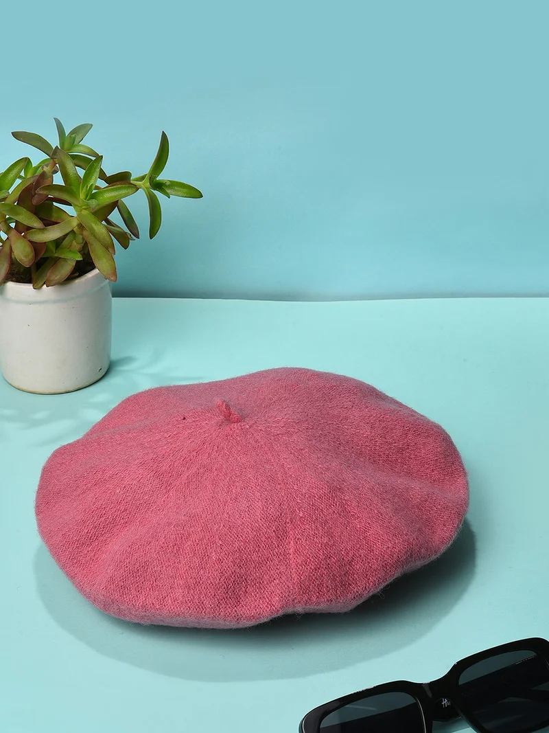 Haute Sauce Pink Solid Vintage French Beret Hat