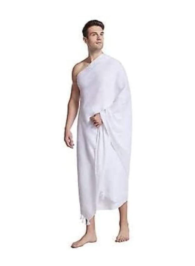2-Piece Hajj And Umrah Men Ahram Ehram Ihram Super 100% Cotton Pure White With Non Stitched Soft, Strong Belt Set  - Image 2